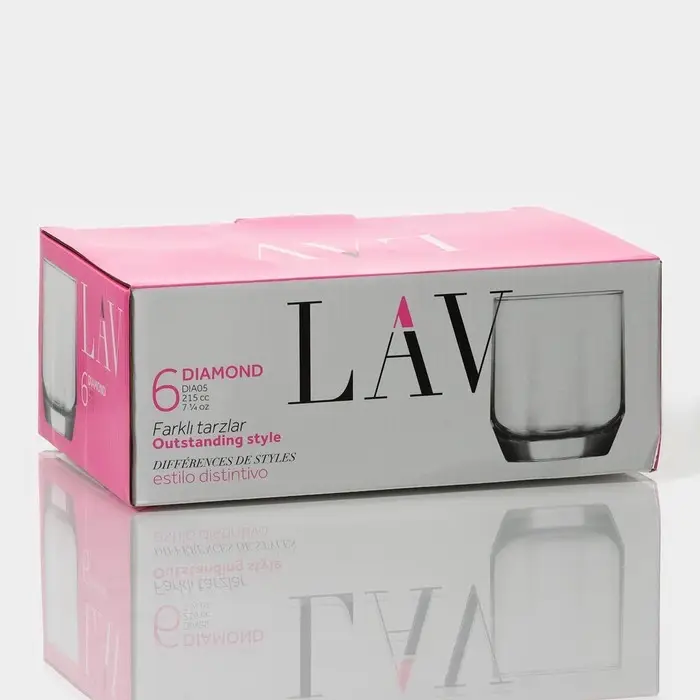 Набор стаканов Lav &laquo;Алмаз&raquo;, 215 мл, 7&times;8 см, 6 шт., стекло, прозрачный