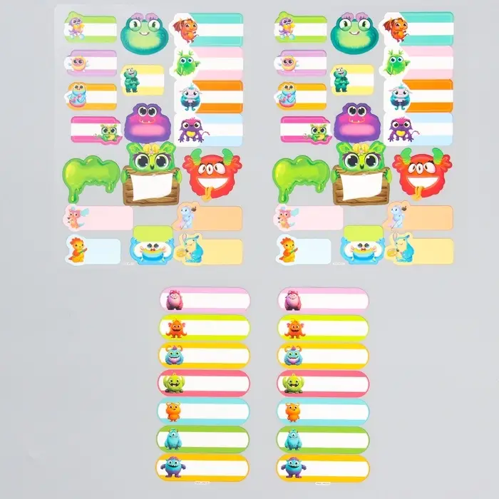 Термобирки для одежды. Набор именных термонаклеек для маркировки детских вещей &laquo;Яркие монстрики&raquo;, 52 шт.