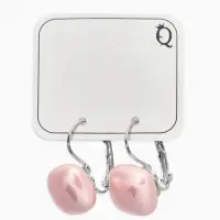 Серьги пластик "Майорика" квадрат, цвет светло-розовый в серебре