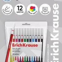 Фломастеры 12 цветов ErichKrause light, в футляре с европодвесом