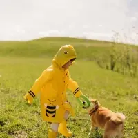 Дождевик детский &laquo;Пчёлки&raquo; на кнопках с капюшоном, размер M, рост 100-110 см, жёлтый