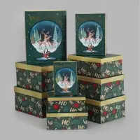 Коробки подарочные новогодние, 10 в 1, 37.5&times;29&times;17 - 19&times;13&times;7.5 см