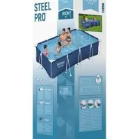 Бассейн каркасный Steel Pro, 400&times;211&times;81 см, фильтр-насос, прямоугольный, синий, 56424 Bestway