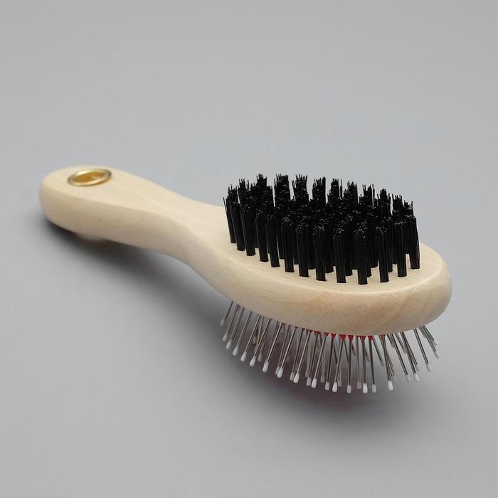 Двусторонняя щётка-расческа с деревянной ручкой малая, 5 х 17 см Двусторонняя щётка-расческа с деревянной ручкой малая, 5 х 17 см