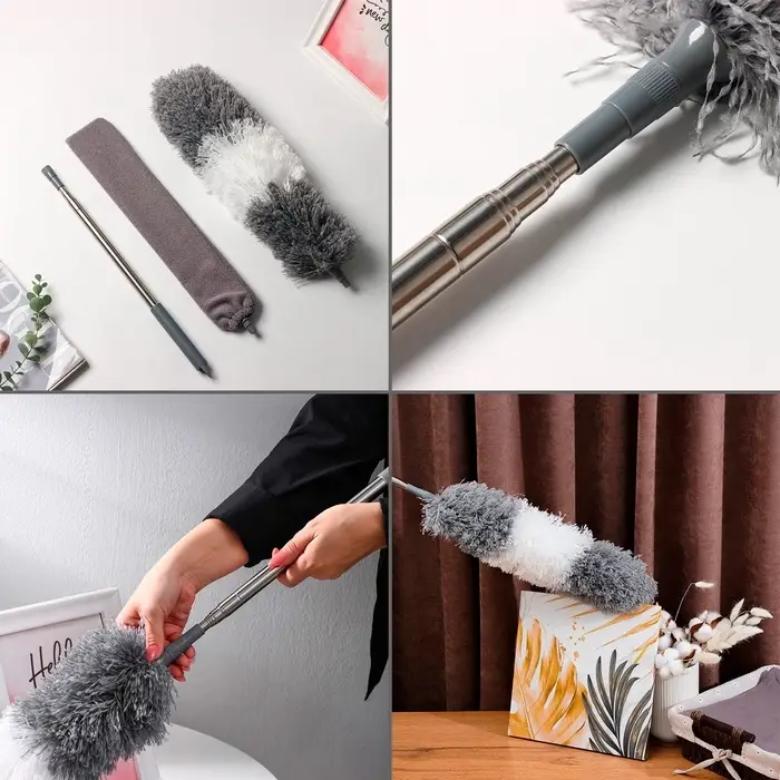 Щётка для пыли, плоская насадка 40&times;7.5 см, пушистая насадка 41&times;13 см, телескопическая ручка 230 см