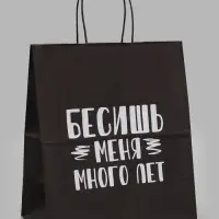 Пакет подарочный &laquo;Бесишь меня много лет&raquo;, 24&times;14&times;28 см, крафт