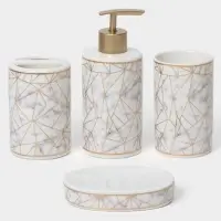 Аксессуары для ванной &laquo;Лофт&raquo;, 4 предмета, дозатор 250 мл, мыльница, 2 стакана, белые
