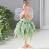 Сувенир полистоун "Девочка-фея с цветком в волосах, в зелёной юбке" 6,5х5,7х21,5 см