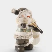 Фигурка новогодняя &laquo;Снеговик - скрипач&raquo;, полистоун, серый, 6.8&times;5.1&times;9.8 см