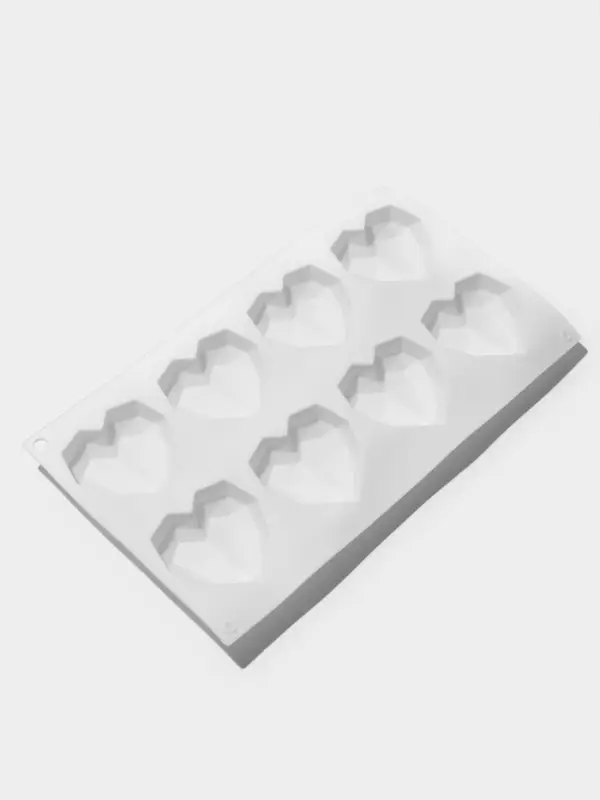 Форма для муссовых десертов и выпечки KONFINETTA &laquo;Сердце&raquo;, силикон, 29&times;17&times;2 см, 8 ячеек, белая