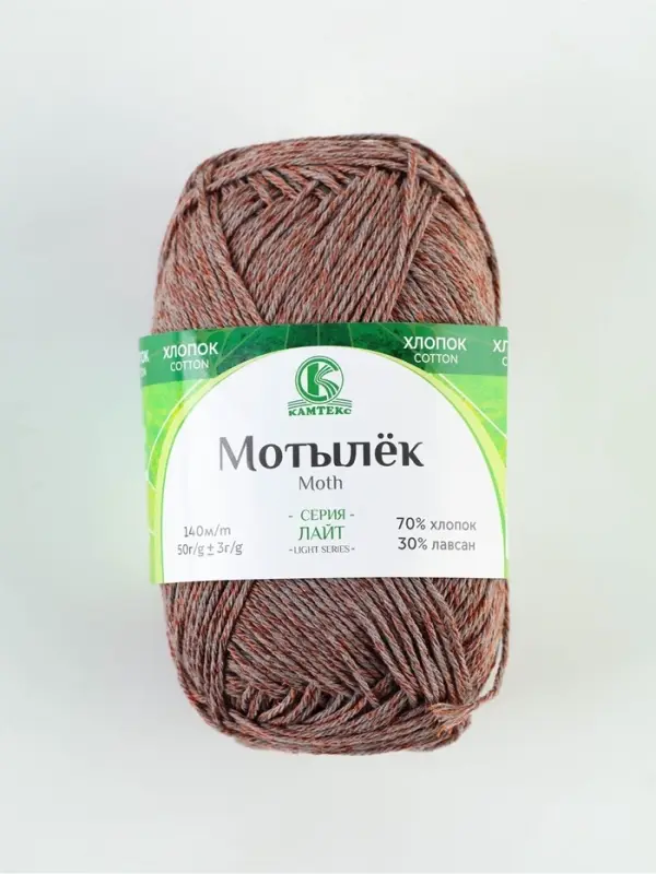 Пряжа &laquo;Мотылёк&raquo; 70% Хлопок, Лавсан 30% 140 м/50 г (101 капучино)