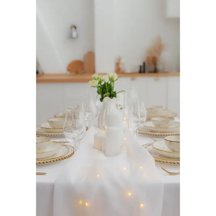 Тарелка Доляна Organic Gold, d=27.5 см, фарфор, белая