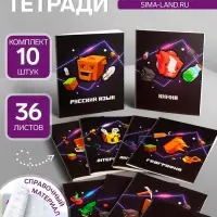 Набор предметных тетрадей Calligrata &laquo;Пиксели&raquo;, 10 предметов, 36 листов, со справочным материалом, обложка из мелованного картона, блок офсет