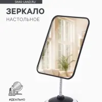 Зеркало настольное, прямоугольное, на гибкой ножке, 15&times;30 см, (14.5&times;19.5 см), МИКС