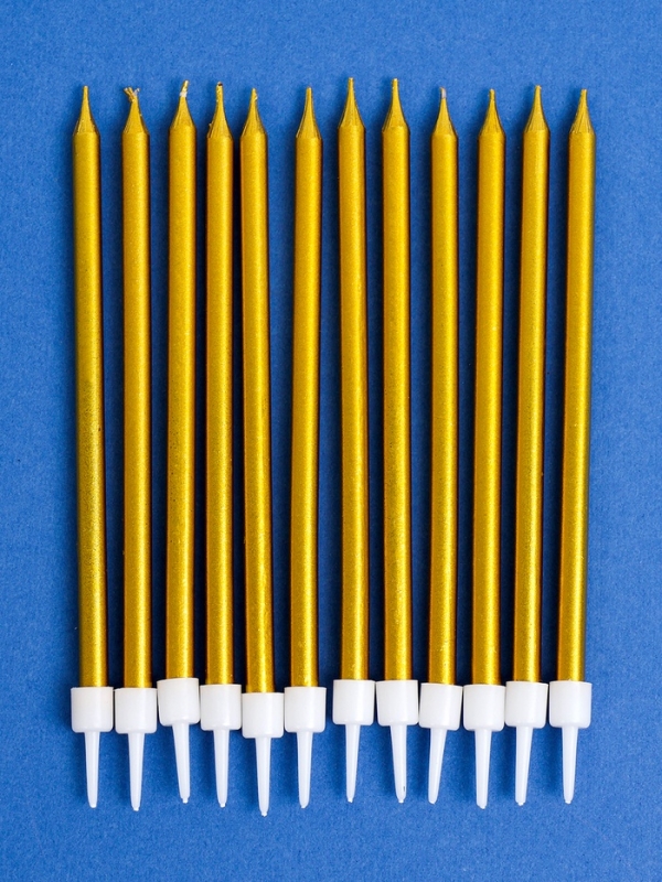 Свечи для торта Свечи для торта "Ройс", 12 шт, золотой металлик