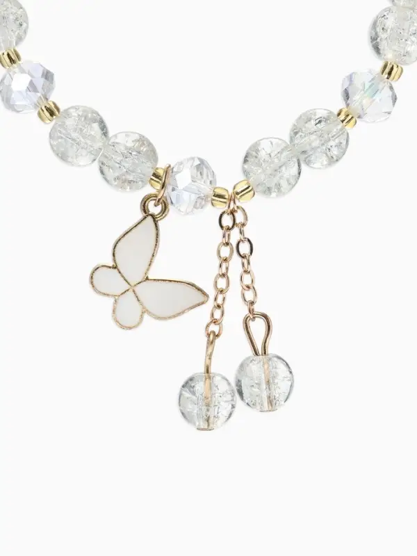 Браслет с подвесками &laquo;Сахарный. Бабочка&raquo;, d=6 см, шар №8, белый в золоте