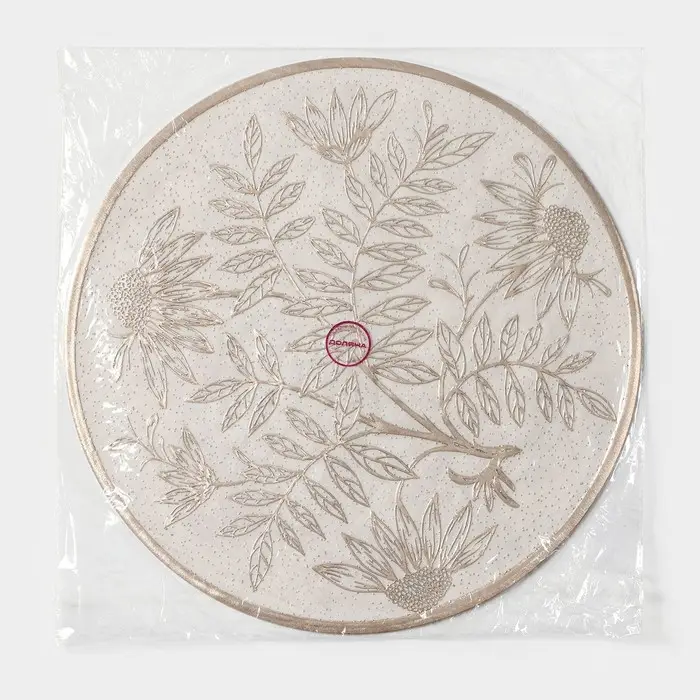 Салфетки сервировочные на стол Доляна &laquo;Ботаника&raquo;, 2 шт., d=38 см, бежевые