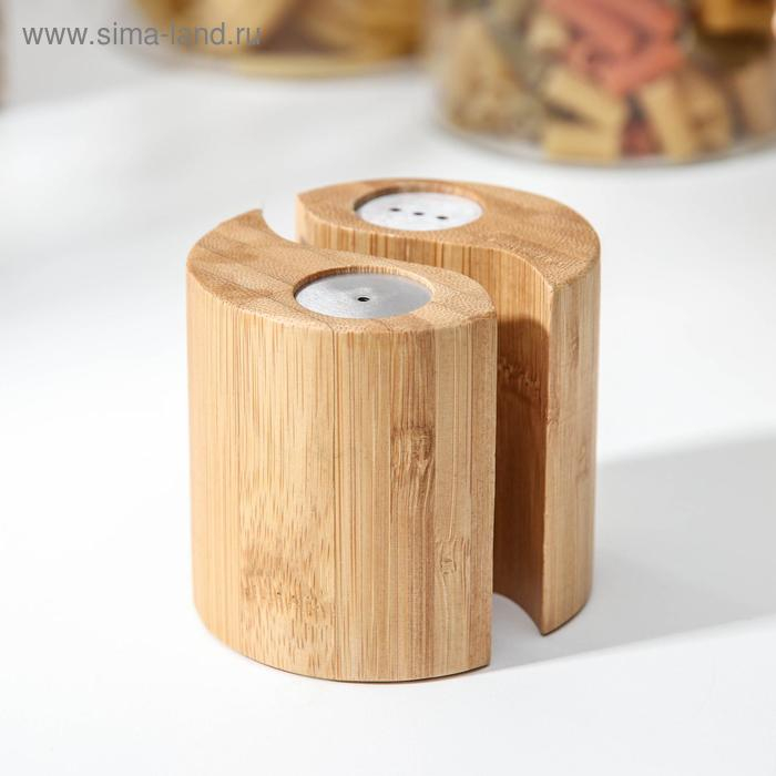 Набор для специй, 7×7см, 2 шт, солонка и перечница, бамбук Набор для специй, 7×7см, 2 шт, солонка и перечница, бамбук