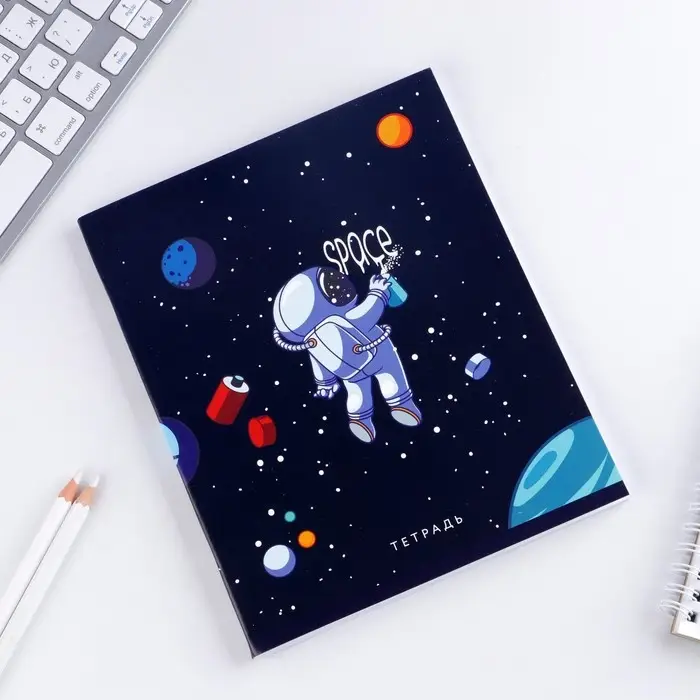 Тетрадь в клетку, 48 л., А5, на скрепке, блок №1 «Космос» МИКС Тетрадь в клетку, 48 л., А5, на скрепке, блок №1 «Космос» МИКС