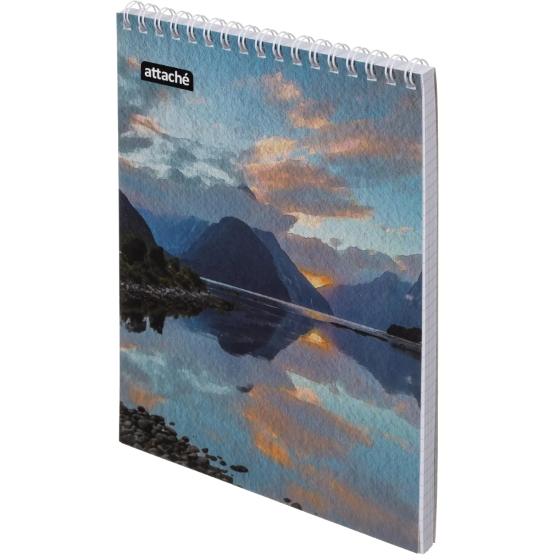 Блокнот А5,80л,клетка,метал.гребень,цв.обложка Природа,в ассорт