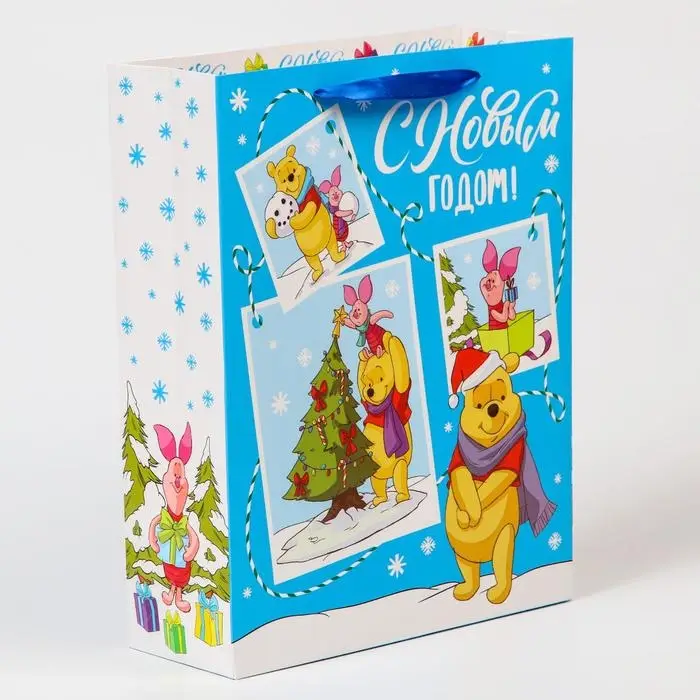 Пакет подарочный новогодний, 31х40х11.5 см, упаковка, Медвежонок Винни