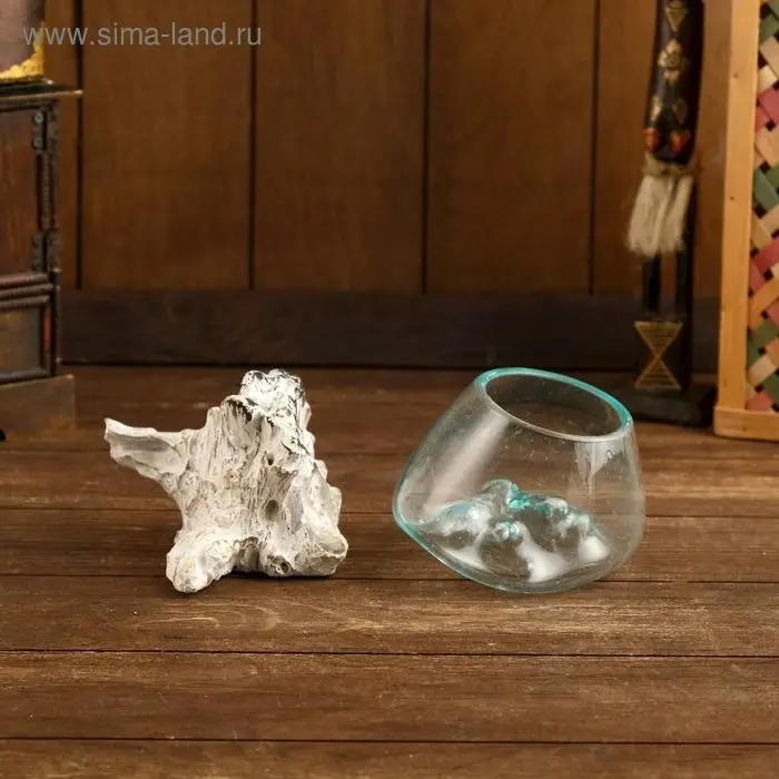 Вазон стекло на коряге  Вазон стекло на коряге "Долина" 15х18х15 см