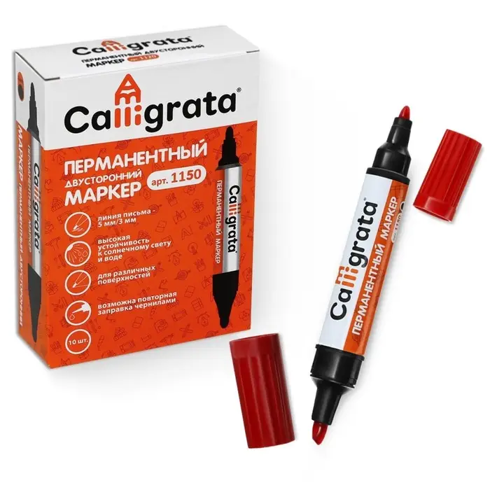 Маркер перманентный, двухсторонний, круглый, 5 мм/3 мм, красный, CALLIGRATA 1150 Маркер перманентный, двухсторонний, круглый, 5 мм/3 мм, красный, CALLIGRATA 1150