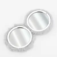 Зеркало складное «Мех», d=8 см, с увеличением, с искусственным мехом, серое Зеркало складное «Мех», d=8 см, с увеличением, с искусственным мехом, серое