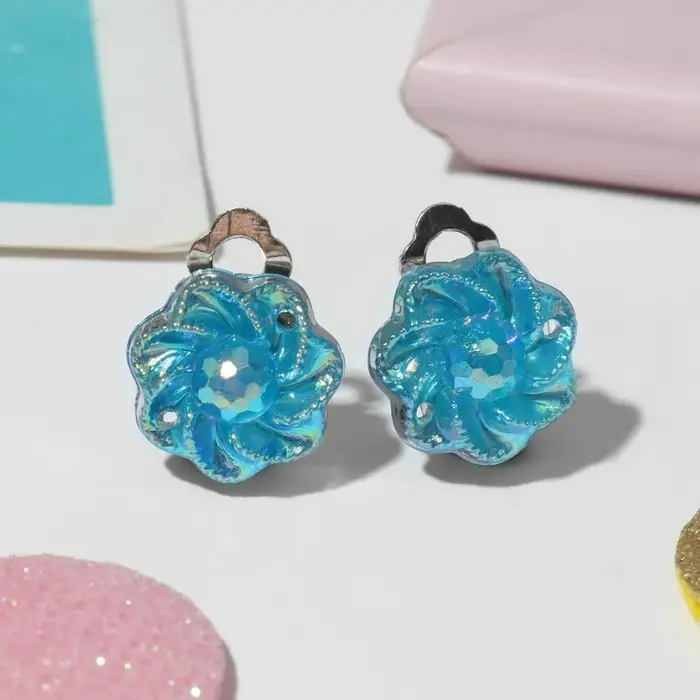 Серьги клипсы детские Выбражулька «Блестящие цветы», миксы Серьги клипсы детские Выбражулька «Блестящие цветы», миксы