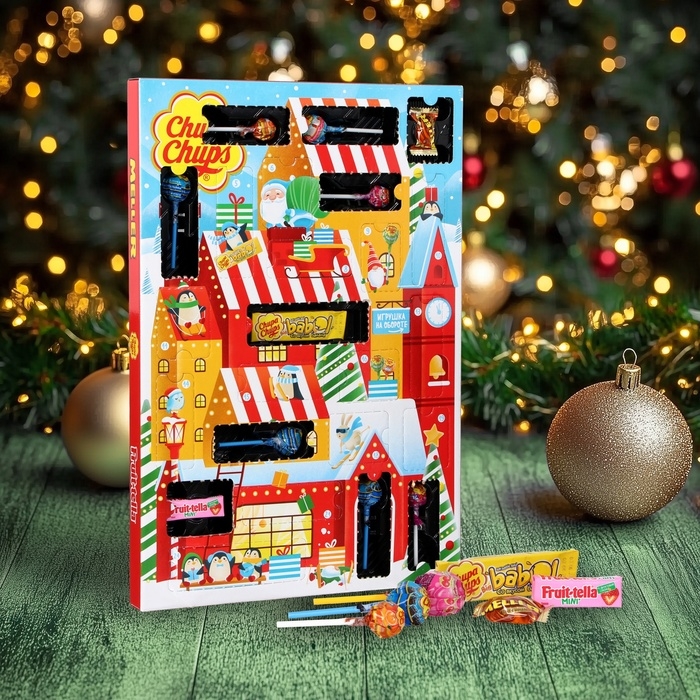 Новогодний Адвент Календарь Chupa Chups, Fruittella и Meller, 224 г Новогодний Адвент Календарь Chupa Chups, Fruittella и Meller, 224 г