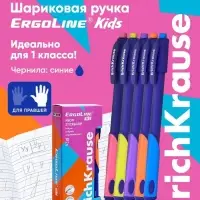 Ручка шариковая ErichKrause. ErgoLine Kids Ultra Glide, синий стержень, узел 0.5 - 0.7 мм, эргономичный держатель, МИКС