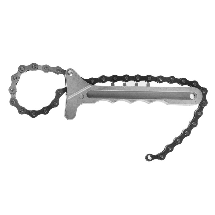 Съемник масляного фильтра ЛОМ, тип  Съемник масляного фильтра ЛОМ, тип "цепь", алюминиевая рукоятка, цепь 450 мм, до 130 мм