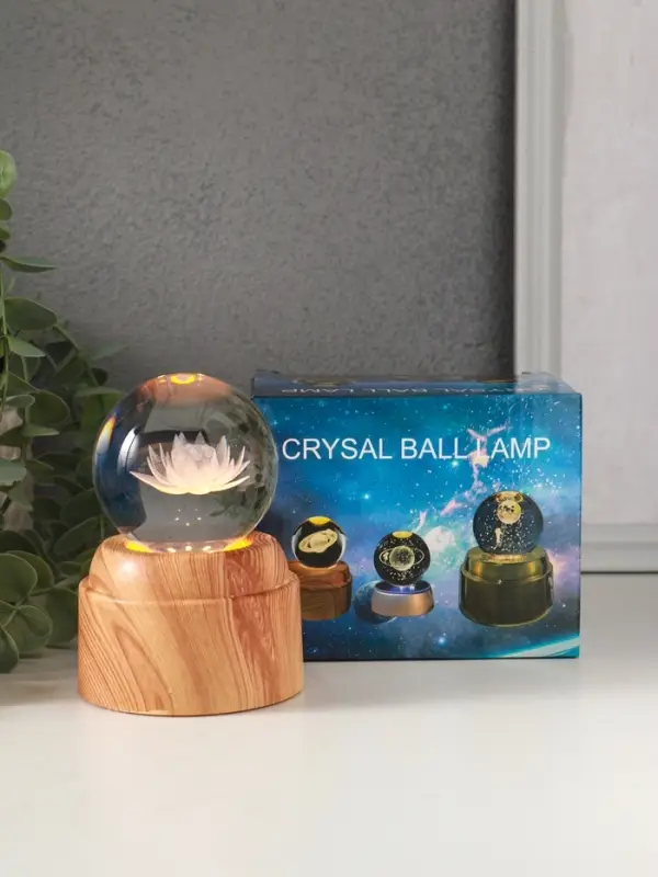 Сувенир стекло свет Сувенир стекло свет "Шар. Лотос" 6хLED шар d=6 см, крутится, USB 7х7х10 см