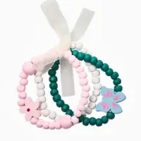 Набор детских браслетов 3шт. &laquo;Выбражулька&raquo; с бантом, бабочка, d=6 см, розово-зеленый