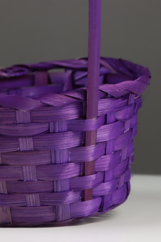 Корзина плетёная, 20×20×9 см, ручка h=25 см, бамбук, фиолетовая