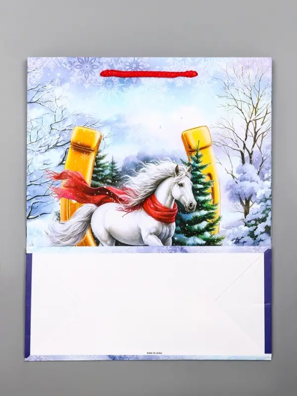 Пакет подарочный новогодний ламинированный, «Подкова» , 26×12×32 см
