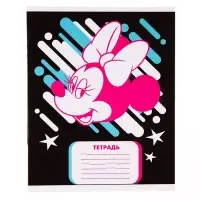 Тетрадь в клетку 24 листа, 4 вида МИКС, обложка мелованный картон, &laquo;Минни Маус&raquo;