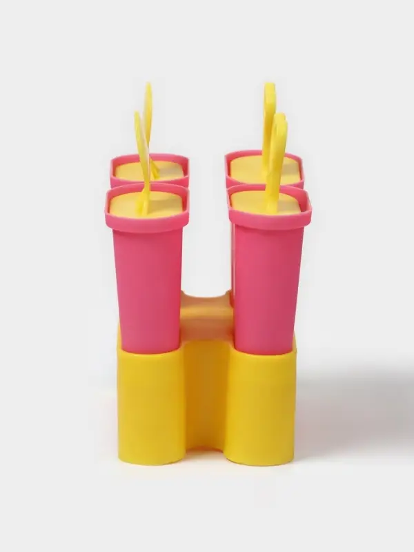 Форма для мороженого Доляна &laquo;Симпл&raquo;, 4 ячейки, пластик, розовая, жёлтая