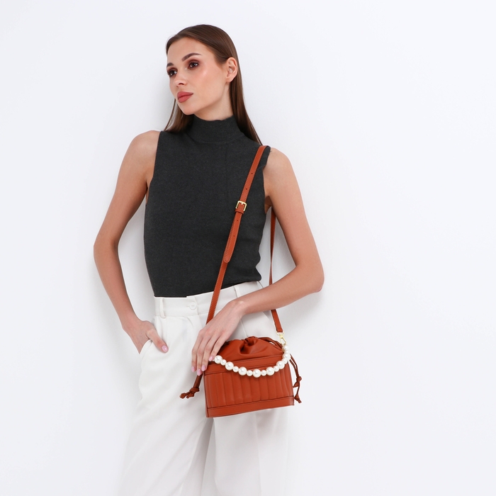 Сумка кросс-боди, отдел на шнурке, цвет рыжий Сумка кросс-боди, отдел на шнурке, цвет рыжий