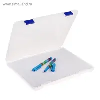 Папка для документов А4 Стамм, 230&times;305&times;23 мм, пластик, прозрачный корпус, синие защелки