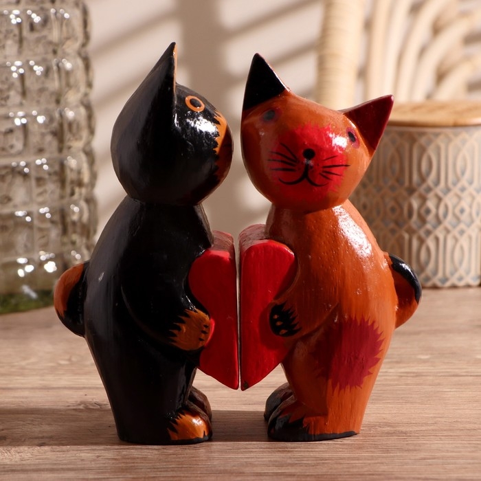 Сувенирный набор дерево Сувенирный набор дерево "Влюблённая парочка кошек" 16х5х16,5 см