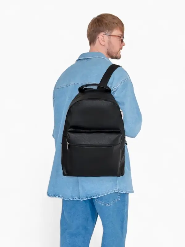 Рюкзак городской TEXTURA на молнии с карманом, размер 30&times;17&times;42 см, чёрный