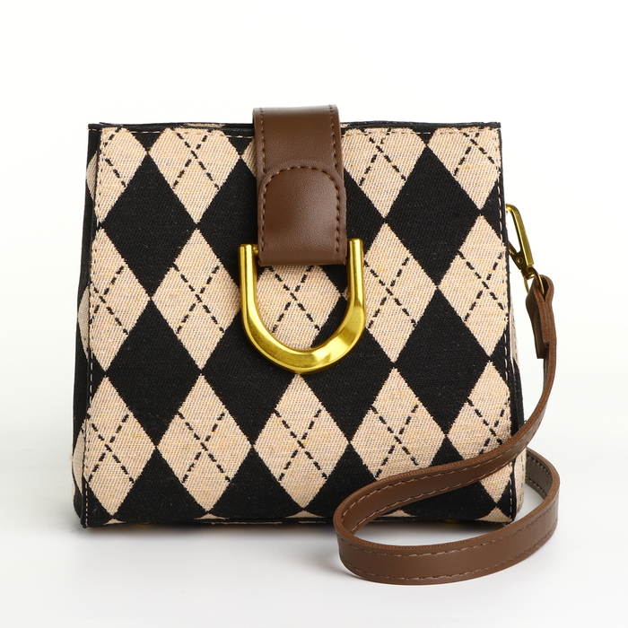 Кросс-боди на молнии, длинный ремень, цвет бежевый/коричневый Кросс-боди на молнии, длинный ремень, цвет бежевый/коричневый