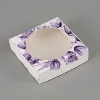 Коробка подарочная самосборная с окном &laquo;Цветы&raquo;, 11.5&times;11.5&times;3 см
