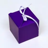 Коробка складная, квадратная с лентой, фиолетовая, 8×8×8 см