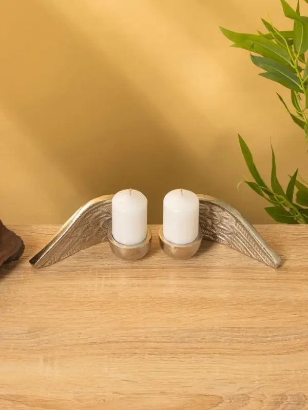 Подсвечник на 2 свечи "Крылья ангела" алюминий 30,5х6,5х7,5 см