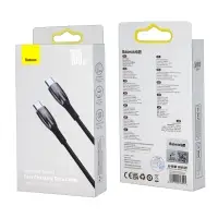 Кабель Type-C на Type-C 1M 2.4A 100W Glimmer series Baseus черный CADH000701