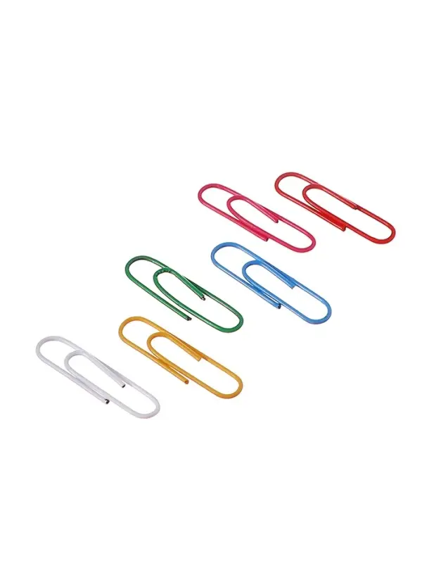 Скрепки 33 мм цветные в картонной коробке 100 штук