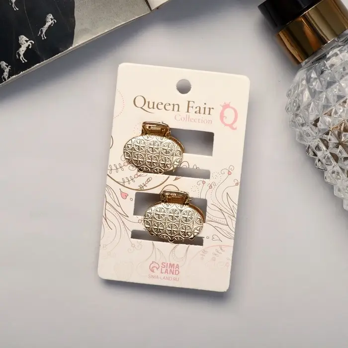 Краб для волос "Либерти" (набор 2 шт) геометрия овал, 2,5 см, золото