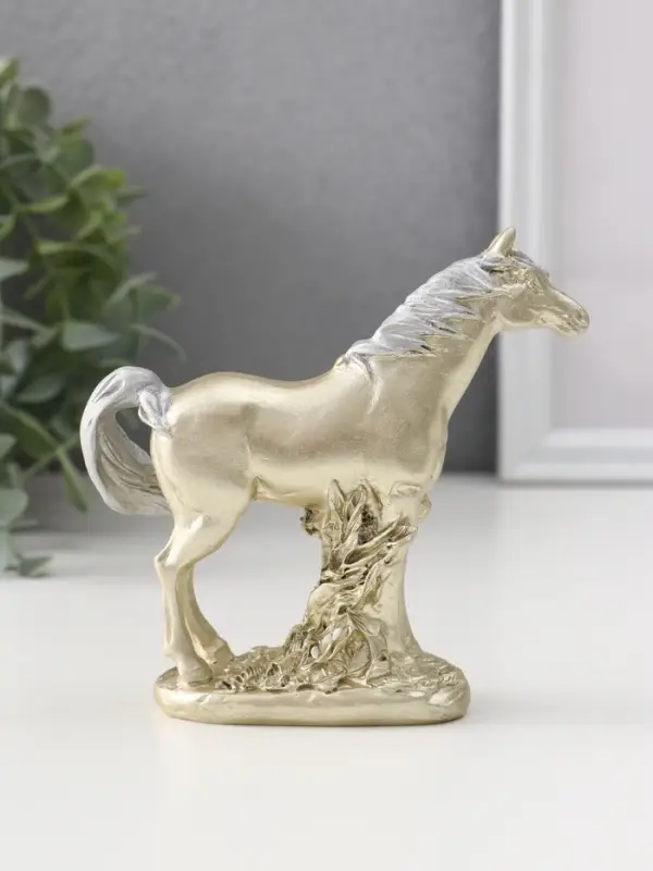 Сувенир полистоун Сувенир полистоун "Лошадь золотистая с серебристой гривой" 12,5х3,5х11,5 см